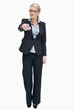 Angry businesswoman pointing