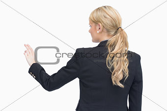 Businesswoman pointing something out
