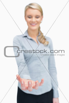 Businesswoman holding something