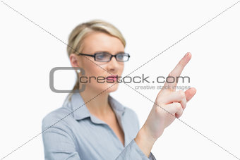 Businesswoman pointing out