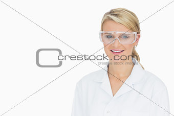 Woman wearing protective goggles