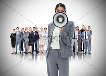 Businesswoman with megaphone