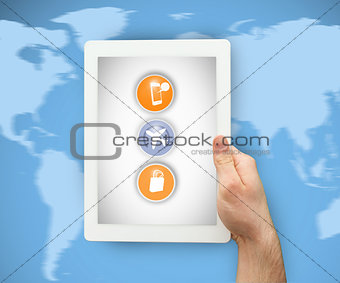 Person holding tablet PC