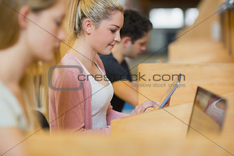 Student is studying with tablet pc
