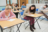 People sitting at the exam hall
