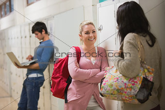 Students standing at the hallway