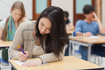 Woman doing an exam