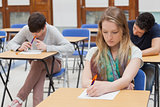 Female student sitting at table