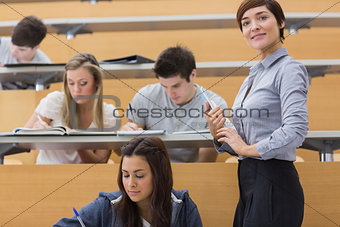 Students working in lecture hall
