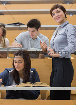 Students working at the lecture hall