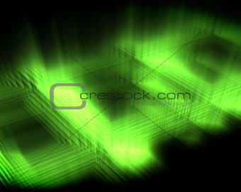 Abstract luminous green squares