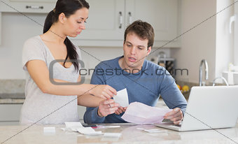 Couple talking about bills