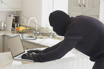Robber using laptop