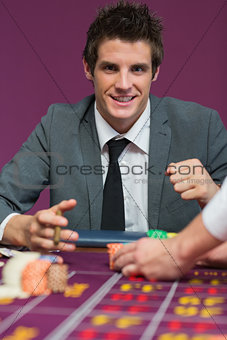 Man winning at roulette