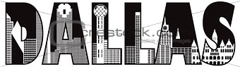 Dallas City Skyline Text Outline Illustration