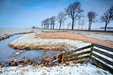 fence and canals in Dutch farmland