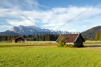 wooden huts on alpine meadows, Germany