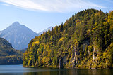 mountains on Alpsee lake