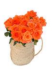 bouquet of  orange roses in basket