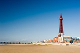 View of the beachfront at Blackpool