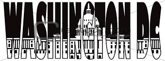 Washington DC Capitol Text Outline Illustration