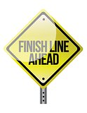 A road sign announcing the finish line coming up.