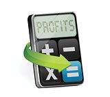 Calculator with profit on display illustration