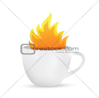 coffee mug on fire concept illustration