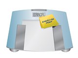 exercise now sign on a weight scale. illustration