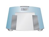 The word sos on a weight scale, illustration design