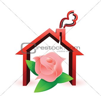 flower house illustration design