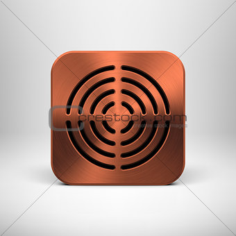 Technology App Icon with Bronze Metal Texture