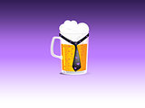 A beer mug with a tie