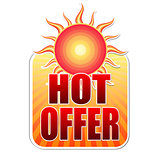 summer hot offer in label with sun