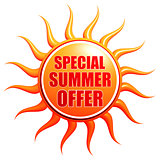 special summer offer in 3d sun label