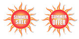 summer sale and summer offer in sun labels