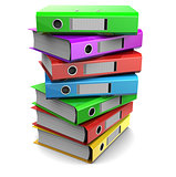 multicolored piles of binder folders