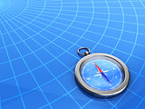 3d compass with a geographical background