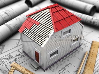 layout of house with red roof