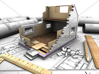 layout of house and blueprints