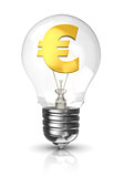 Light bulb with a euro sign