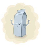Vector illustration of a milk box doing yoga 