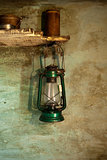 Antique oil lamp with clipping path