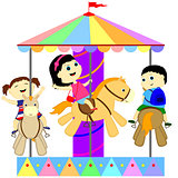 children on the carousel