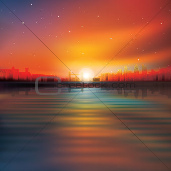 abstract background with silhouette of London