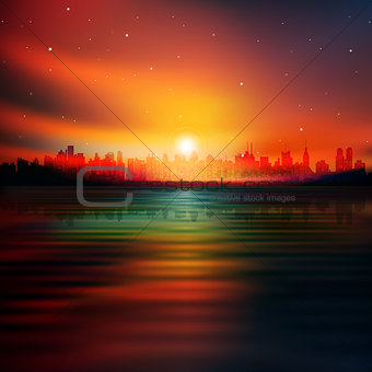abstract background with silhouette of New York