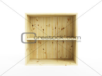 isolated empty pine shelf