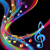 Colorful abstract notes music background.