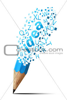 creative pencil with idea isolate on white