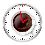 Clock and coffee cup